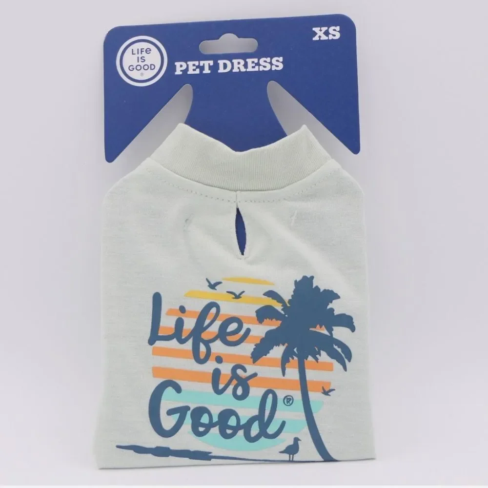 Life Is Good XS, M, XL Pet Dress White Palm Tree